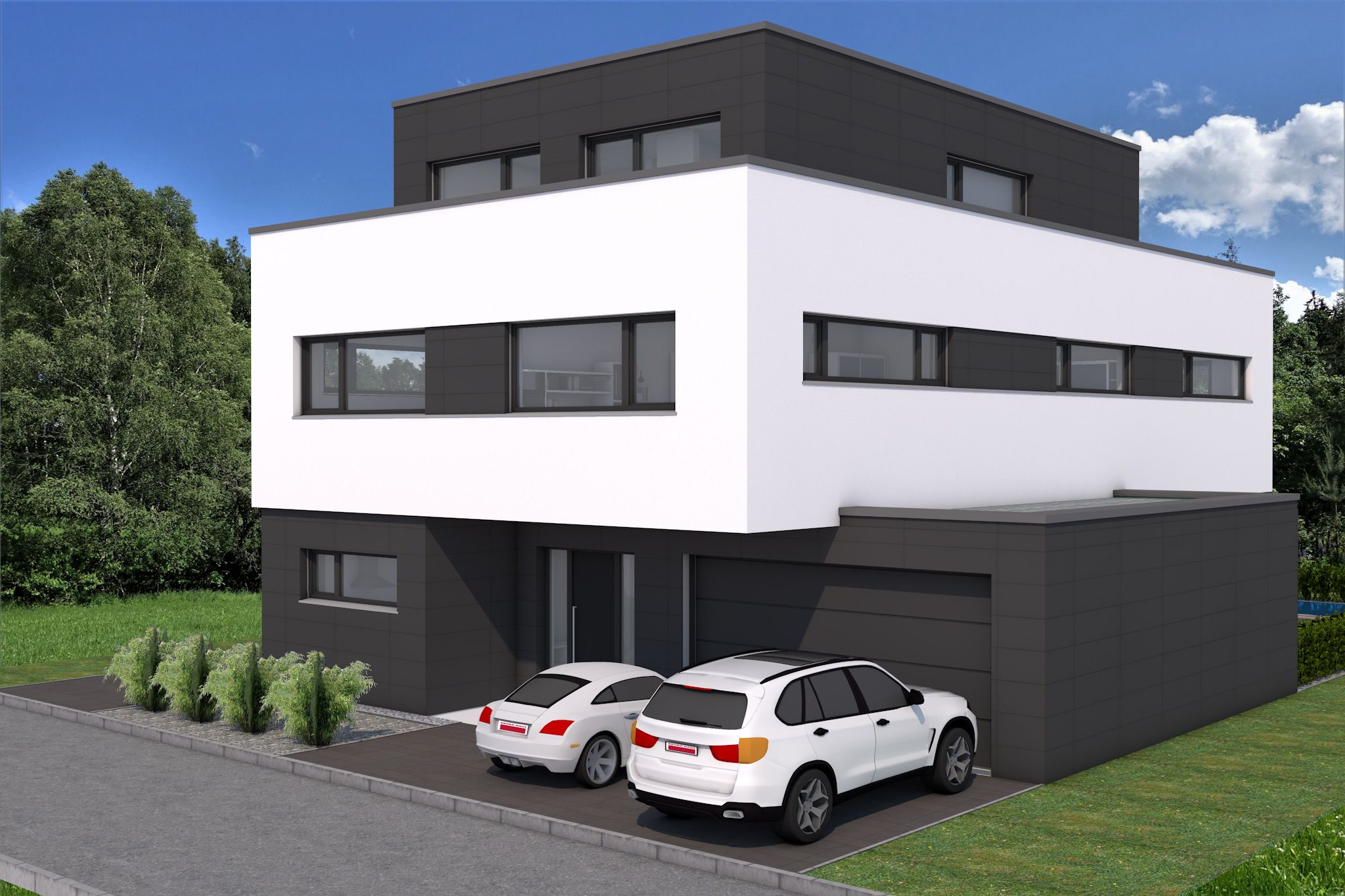 Flachdachhaus mit Staffelgeschoss im Taunus