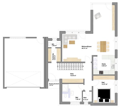 Bauhausstil mit Keller und Garage in Maintal Erdgeschoss